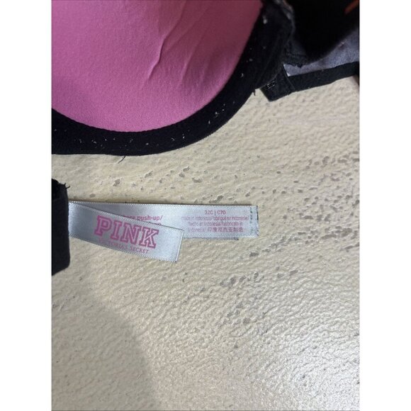 Victoria's Secret PINK Bra 32C Wear Everywhere T-Shirt Black w/ Pink Lining - Picture 5 of 5